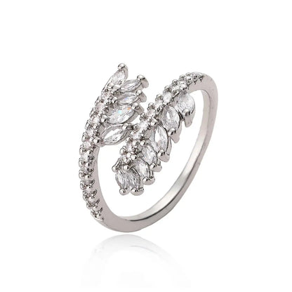 European and American wheat ear geometric opening ring, female niche high-end versatile ring, new