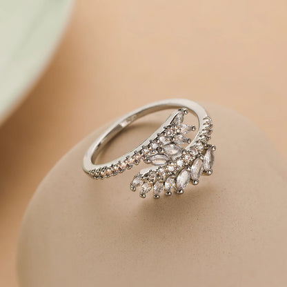 European and American wheat ear geometric opening ring, female niche high-end versatile ring, new